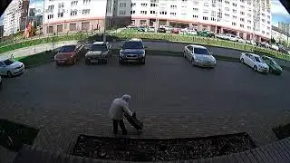 Бабушка-добрая душа ворует цветы с клумбы