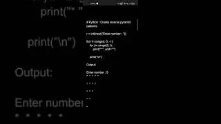 Python programming : Create reverse pyramid patterns 