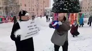 Задержание кота с плакатом, Рязань
