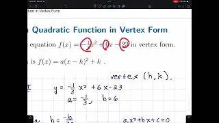 Precalculus. Writing a Quadratic Function in Vertex Form. Completing the Square.