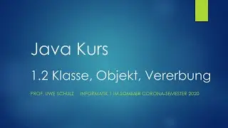 Java Kurs 1.2 Klasse, Objekt, Vererbung