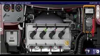 Checking the ignition coil power supply in the Electude simulator