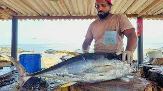 Huge Tuna Fish Cutting Skill By Expert Fish Cutter | Amazing Big Yellowfin Tuna Fish Cutting Skill
