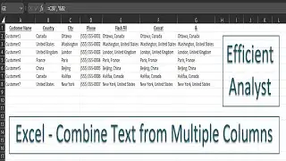 Excel Combine Text from Multiple Columns