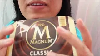 ASMR whisper eating veggie tray & Magnum ice cream  REQUESTED