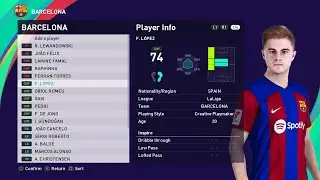 PES 2021 - OPTION FILE PES 2021 SEASON UPDATE 23-24 | BARCELONA SQUAD