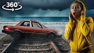 360° VR CAR CRASH on RAILWAY TRACKS| Save Yourself and Your Girlfriend  Realistic Video 4K Ultra HD