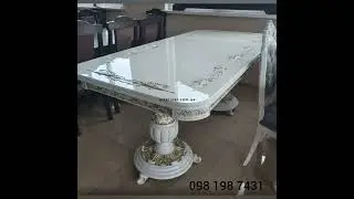 Белый стол банкетный с патинированным узором раскладной 200х100+40+40