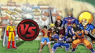 SAITAMA vs ANIME! (One Punch Man vs Goku, Naruto, Luffy, All-Might, and More) Epic Sprite Animation