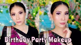 Birthday makeup tutorial | Easy Glam | Purple Smokey Shimmer eye look | পার্টি মেকআপ বাংলা