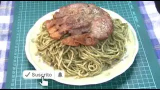 Tallarines verdes con Chuleta