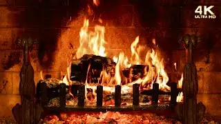 🔥 Cozy Crackling Fireplace with Dog Andirons