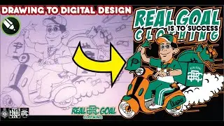 DRAWING SKETCH CONVERT TO DIGITAL USING COREL DRAW | REALGOAL CLOTHING DESIGN !!!
