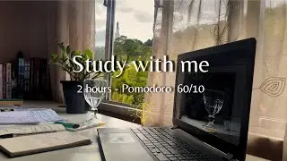 2 HOUR STUDY WITH ME | 🎹 Calm Piano + Crackling Fireplace 🔥 | Pomodoro 60/10 | timer + alarm 🔔