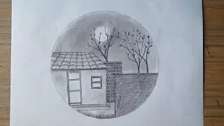 Scenery of moonlight night with pencil- step by step||for beginners||pencil art idea||