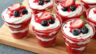 RED VELVET TRIFFLE with strawberry filling ☆ Dessert in cups ♥️ The most successful recipe!