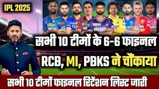 IPL 2025- सभी 10 टीमों के 6-6 फाइनल रिटेन प्लेयर लिस्ट। All Team Final RETAINED PLAYERS List 2025।