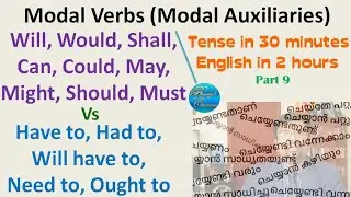 Modal Verbs (Modal Auxiliaries) - Can Could May Might Should Must Will Would Shall (in Malayalam)