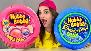 ASMR JELLY CANDY PINK BLUE PARTY 컬러 보틀 캔디 젤리 먹방 Mukbang Big Hubba Bubba Candy drink by TWO PLAYERS