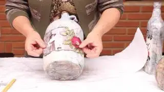 DECOUPAGE MARMORIZADO EM GARRAFA ❤  - CURSO DE ARTESANATO BELLA ART'S