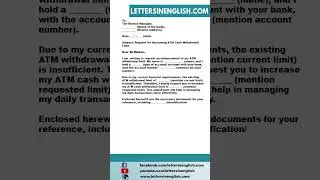 Request Letter to Bank for ATM Withdrawal Limit Enhancement