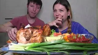 MUKBANG | Курица гриль, картофель фри, соуса | Grilled chicken, potatoes, sauce