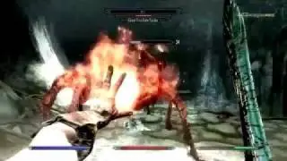 Skyrim - Giant Frostbite Spider Fight