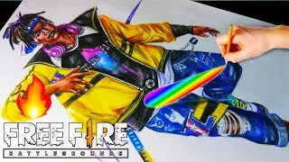 Free Fire New Character D-Bee Drawing 🔥 | Coloured Pencil Sketch  | How To Draw Free Fire Character