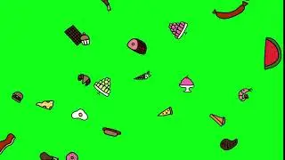Food Rain - Green Screen