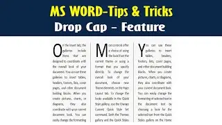 MS Word Tips & Tricks - Drop Cap Setting in MS Word 2019
