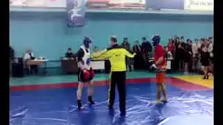 УШУ Саньда Меж региональный чемпионат г Макеевка 2008г! Рыженко Максим (синий шлем)