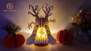 How to make Halloween Ghost Tree With Pumpkin Pop-up 3D - Popup card 3D