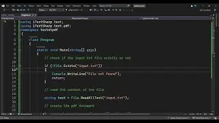 C# .NET Project to Convert Text File to PDF Document Using iTextSharp Library in Terminal