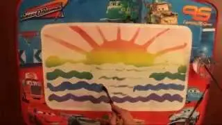 Акваковрик. Рисуем кисточкой морской закат.