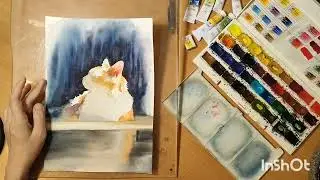 Акварельный котик
