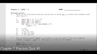 JAVA - Lesson #83 - Arrays Chapter 7 Practice Quiz #1