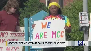 Monroe Community College staff protest against potential layoffs
