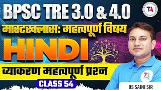 BPSC TRE 3.0 & 4.0 Hindi | व्याकरण महत्वपूर्ण प्रश्न | Part 54 | BSTET Hindi 2024 | BPSC TRE 2024