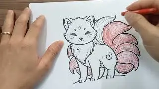 Share coloring picture of red nine tailed fox