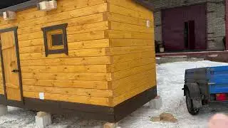 Мобильная баня размер 4х2.2м из сухого бруса.