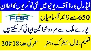 FBR Jobs August 2021 September Application Form Clerks, Stenotypists, Data Entry Operators