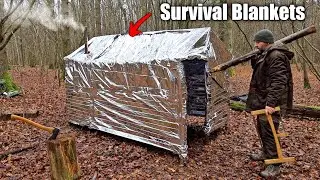 Solo Freezing Night in Fort Made of Survival Blankets