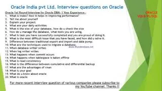 ORACLE interview questions and answers on SQL and PLSQL for Oracle DBA position