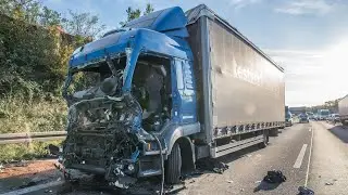 17.10.2023 - LKW fährt in Stauende - Sattelauflieger & Cabrio beschädigt