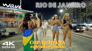 🇧🇷 Copacabana Boardwalk at Night | Rio de Janeiro Nightlife Walk 4K