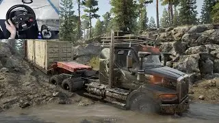 Container recovery - Western Star 47X NF 1424 - SnowRunner |  Thrustmaster TMX gameplay