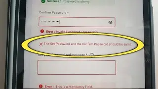 the set password and the confirm password should be same