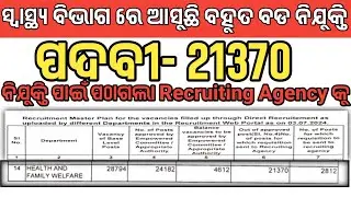 ସ୍ୱାସ୍ଥ୍ୟ ବିଭାଗ ରେ ଆସୁଛି 21k+ ପଦବୀରେ ନିଯୁକ୍ତି | 21k+ health dept government of odisha recruitment