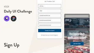 Designing a sign-up screen for a bakery on Figma | Daily UI Challenge, Day 1