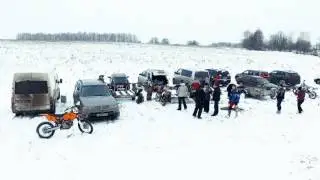 Зимний мотокросс на озере съемка с квадрокоптера Dji